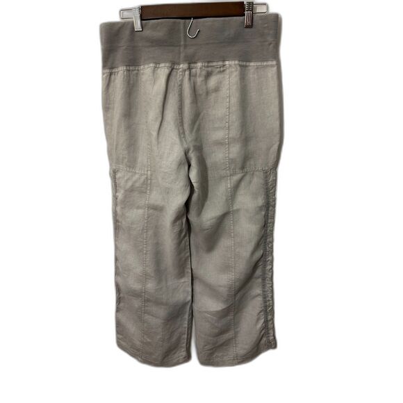 XCVI Linen Crop Pants M Gray Wide Leg Pull On Lightweight Casual Minimalist - Picture 2 of 6